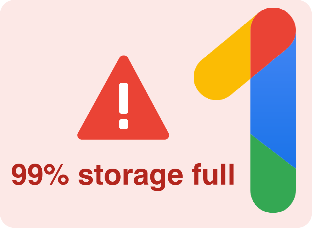 99% storage full warning